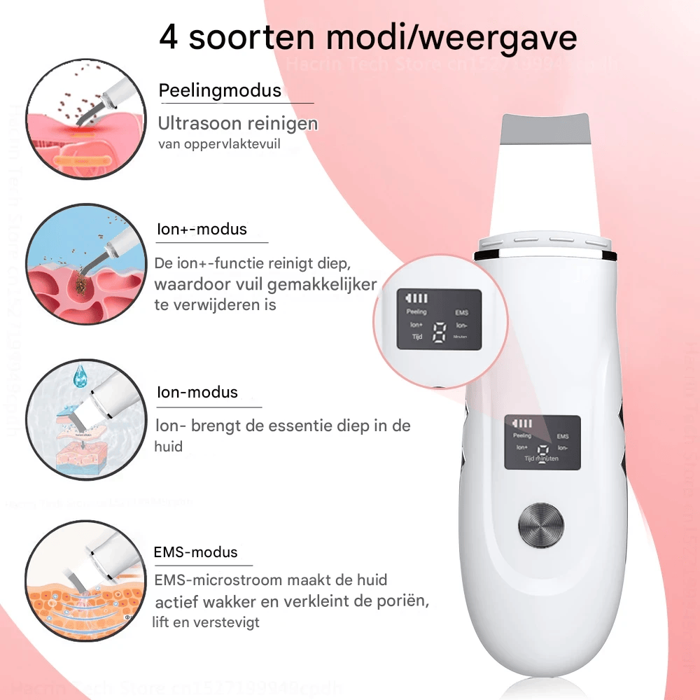 GlowDeep™ 4-in-1 Ultrasone Huidreiniger – Diepe Porie Reiniging, Lifting & Verjonging
